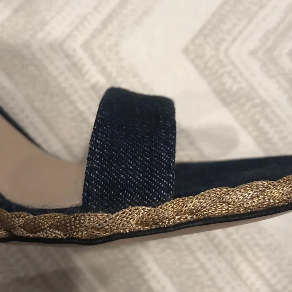 Stuart Weitzman Denim Rope Wedge Slingback Sandals Size 8 - Picture 5 of 8